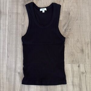 Agolde Black Fitted Ribbed Tank Top